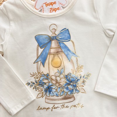 Conj. Blusa Manga Longa Lamp for the Paths e Calça Legging Floral - Off White